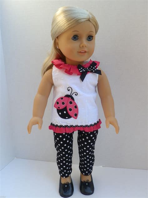 doll clothes dress fits 18 american girl ladybug top and leggings