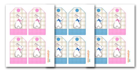 easter bunny printable gift tag pink  blue