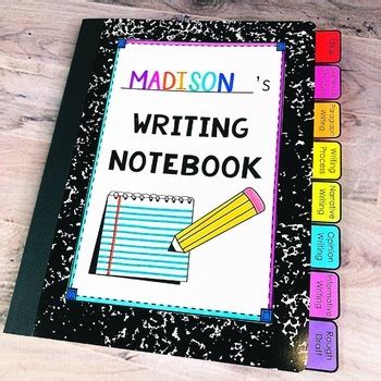 writing notebook cover pages tabs  table  contents tpt