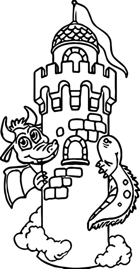 dragon  castle coloring page