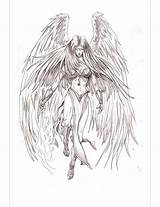 Engel Draw Angelic Zeichnung Archangel Sticken Yapis Paintingvalley Badass sketch template