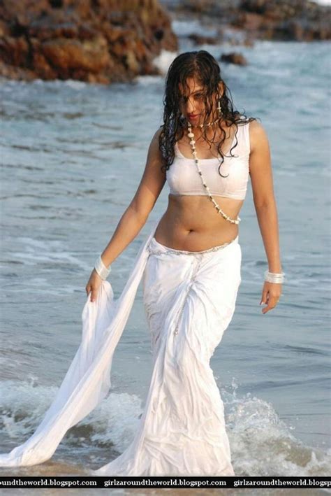 Madhavi Latha Wet White Saree Photo Album By Riya13risha