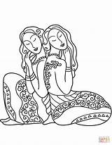 Gemini Coloring Pages Sign Zodiac Signs Printable Tribal Curvy Star Divyajanani sketch template