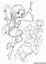 Fairy Coloring Pages Cute Magic Kids Fairies Printable Princess Wand Print Colorkid Cartoon Girls Drawing Rocks Disney Sheets Book Elves sketch template