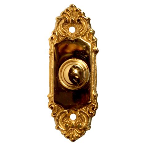 polished brass doorbell victorian style electric push call button  kings bay