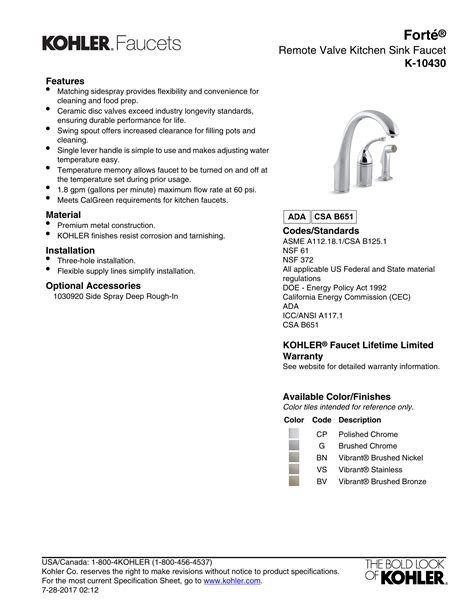 kohler  kitchen faucet manual