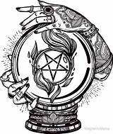 Baphomet Coloring Pages Psychic Tattoo Template Crystal Ball Tattoos Sigil sketch template