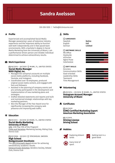 social media resume social media manager cv resume sample cover