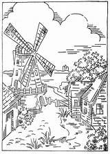 Coloring Holland Windmühle sketch template