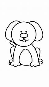 Easy Dog Coloring Pages Clipart Drawing Simple Dogs Library sketch template