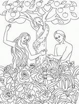 Coloring Pages Adam Eve Eden Garden Fruit Serpent Forbidden Bible Eva Eat Printable Colouring Und Apple Et Temp Book Kids sketch template
