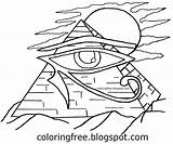 Egyptian Coloring Drawing Pages Egypt Printable Eye Horus Color Kids Pyramid Easy Draw Ancient Teenagers Tutankhamun Giza Cartoon Getdrawings Getcolorings sketch template