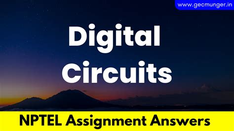 week  nptel digital circuits assignment answers