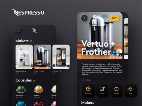 nespresso app  david kovalev  unfold  dribbble