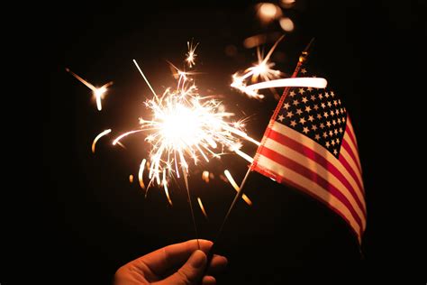 fireworks  american flag    july image  stock photo