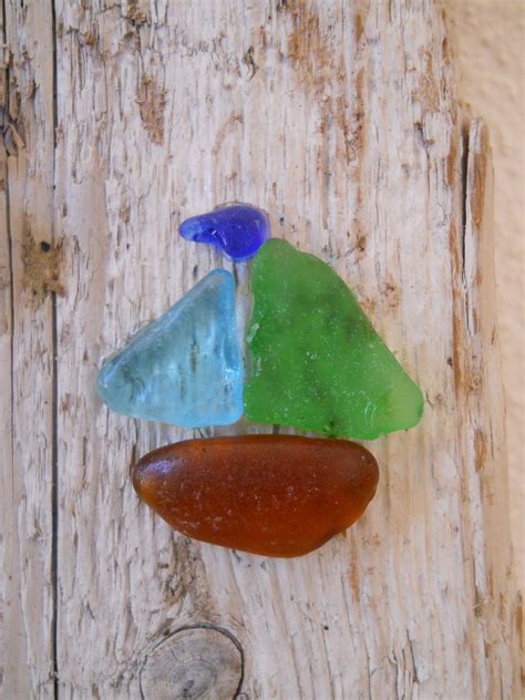 Sea Glass Sail Boat On Driftwood The Best