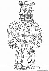 Coloring Fnaf Scary Nightmare Pages Fredbear Printable sketch template