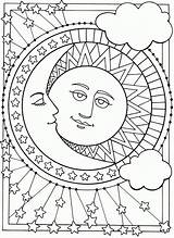 Stars Coloring Moon Pages Printable Sun Colouring Popular sketch template