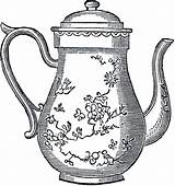 Clip Teapot Vintage Clipart Drawing Tea Graphics Fairy Pot Kettle Border Illustration Wonderland Alice Pots Thegraphicsfairy Cliparts Tall Outline Graphic sketch template