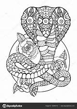 Cobra Coloring Snake Pages Book Tattoo Adult Adults Illustration Vector Stock Colouring Color Depositphotos Choose Board sketch template
