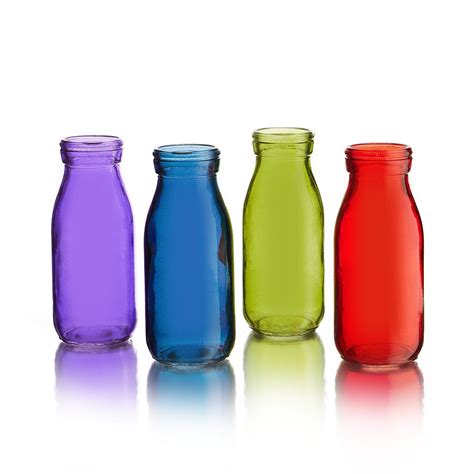 Style Setter Gems Colored Glass Bottles Set Of 4 Multicolor