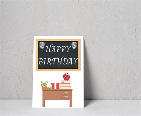printable teacher happy birthday card instant   etsy