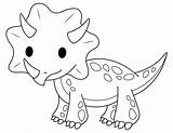 Triceratops Coloring Cute Pages Printable sketch template