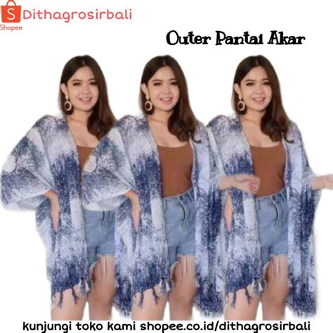 Jual Outer Pantai Cardigan Motif Akar Rumbai Bali Shopee Indonesia