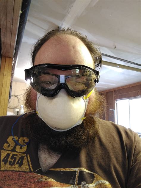 beard and glasses dust mask protective eye wear