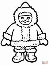 Inuit Eskimos Eskimo Ausmalbild Junge Süßer Iglu Supercoloring sketch template