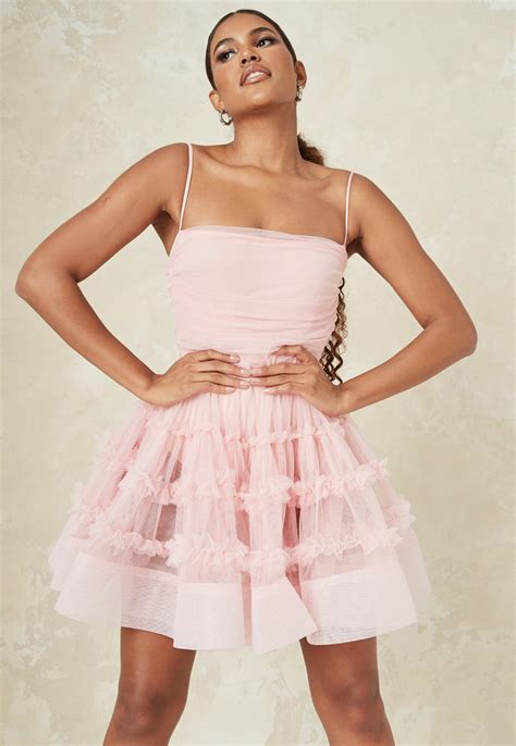 pink tulle extreme skater mini dress missguided