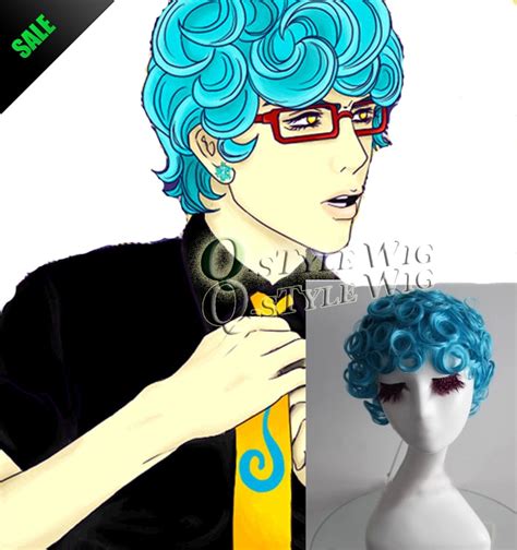 Jojo S Bizarre Anime Cosplay Wig Blue Color Role Wave Curly Hair Wig