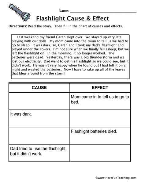 flashlight   effect worksheet  fun teaching