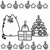 Pusheen Coloring Pages Cat Birthday Printable Book Print Cupcake Kids Gifts Kawaii Sheets Party Cake Colouring Happy Color Rocks Unicorn sketch template