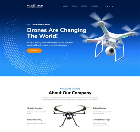 drone photography landing page template website templates