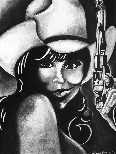 cowgirl drawing by sheena pape fine art america