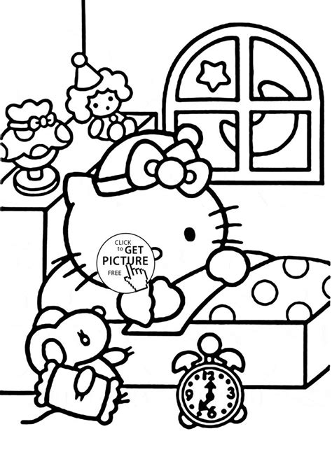 kitty ready  sleep coloring page  kids  girls coloring