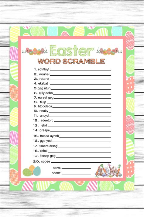 easter word scramble game printable  virtual party game easter kids