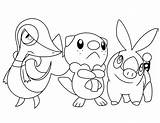 Tepig Oshawott Snivy Colorironline G2 Azusa Pokemons sketch template