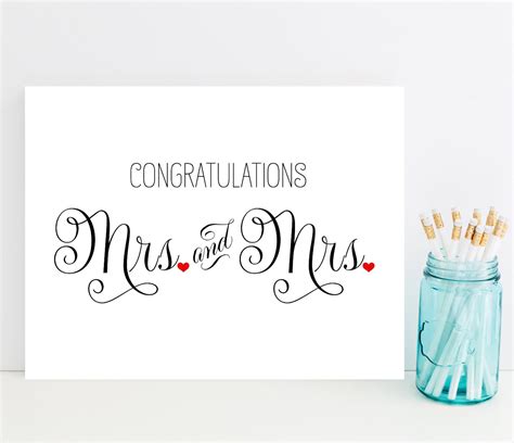 Mrs And Mrs Congratulations Card Wedding Card For