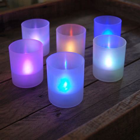 flameless votive candles  frosted holders color changing  count