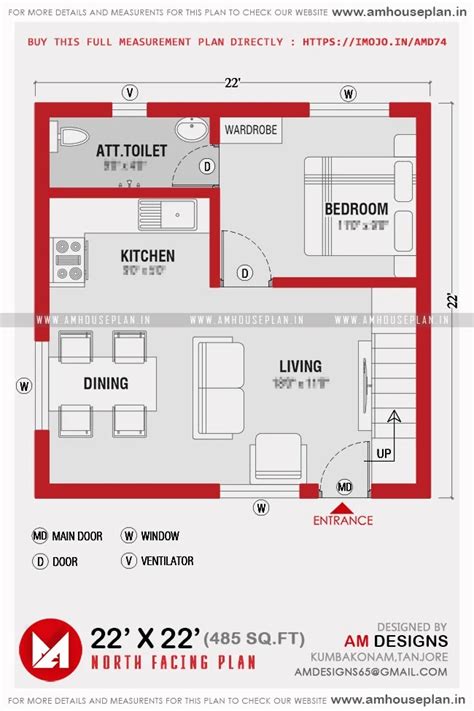 22 X 22 Under 500 Sq Ft Small House Plan Pdf