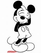 Mickey Coloring Mouse Peeking Pages Fingers Through sketch template