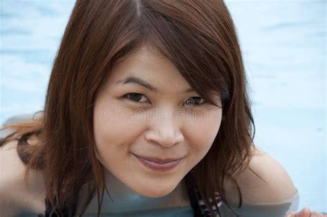 Beautiful Asian Woman In Swimming Pool Stock Image Image Of