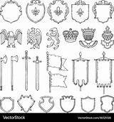 Symbols Medieval Heraldic Vector Isolate Heraldry Meanings Vectorstock Crest Arms Choose Board sketch template