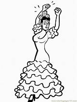 Coloring Pages Dancing Dancer Flamenco Spanish Dance Spain Color Print Gif Popular sketch template