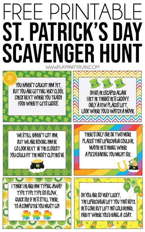 printable leprechaun scavenger hunt clues