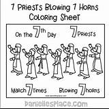 Jericho Coloring Color Priests Joshua Sheet Horns Blowing Bible Kids Activity Activites Will sketch template