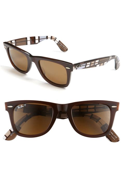 ray ban wayfarer polarized mm sunglasses  brown brown gradient polarized lyst
