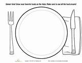 Coloring Pages Plate Dinner Food Plates Thanksgiving Pyramid Printable Kids Worksheets Worksheet Education Healthy Christmas Read Group Drink sketch template